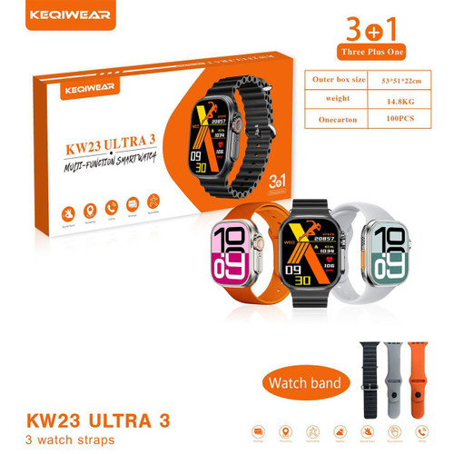 خرید و قیمت ساعت هوشمند برند KEQIWEAR سه بند مدل KW23 MAX""فروش عمده""