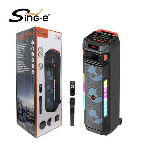 اسپیکر شارژی سهساب قابل حمل ۸ اینچ Sing‑e مدل ZQS‑8317 با میکروفون بیسیم، رقص نور LED و صدای حرفهای | اسپیکرشاپ جنوب