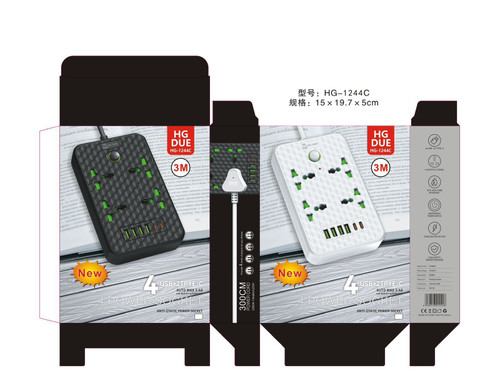 چندراهی برق HG DUE HG‑1244C با ۵ پورت USB Type‑C | کابل ۳ متری